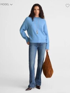 Madewell Women's CloudSoft Drop-Shoulder Crewneck Sweater SzM $128 hydrange Blue